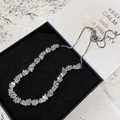 Silver adjustable necklace featuring rectangular zircons and a drawstring sliding clasp - Silver