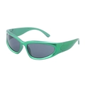 Metallic green wrap-around sports sunglasses with grey UV protection lenses - C5 Green Frame Gray Lens