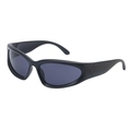 Retro matte black wrap-around cycling sunglasses with grey UV protection lenses - C1 Sand Black