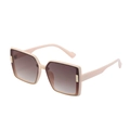 Gafas de sol polarizadas rosa oversize con lentes degradadas y detalles en dorado - Crema Gris Degradado