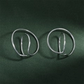 Modern silver Mobius double-layered ear clips with a high-polished metallic finish - Platinum