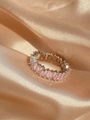 Eternity ring with pink baguette-cut zircons set in a silver-tone hollow copper band - Pink Zirconia Silver Band