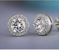 Elegant silver round halo stud earrings featuring sparkling clear AAA cubic zirconia - Small (6mm) / White