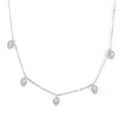Elegante Silberhalskette mit fünf tropfenförmigen Zirkonia-Anhängern an feiner Gliederkette - Silber