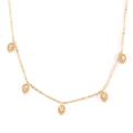 Elegante 18K Goldkette mit fünf birnenförmigen Zirkonia-Anhängern in Tropfenform für Damen - Gold
