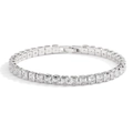 Classic tennis bracelet with square-cut cubic zirconia and secure clasp in silver finish - Platinum Silver (BP2211A)