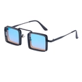 Steampunk square sunglasses with matte black frame and gradient blue lenses - Black Frame Ice Blue Lens (C5) / C5 Ice Blue