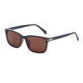 Square black sunglasses with amber interior, brown lenses and golden arrow accents - Dark Tea (C3)