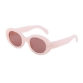Occhiali da sole ovali retrò con montatura rosa chiaro e lenti scure - Rosa Gelatina
