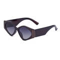 Modern oversized sunglasses with deep wine red frames and purple gradient lenses - C3 Transparent Dark Brown Gray