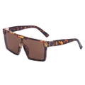 Gafas de sol de gran tamaño con montura de carey y lentes envolventes marrones de moda - Color de flor de frijol