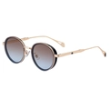 Gafas de sol steampunk redondas con montura oro-negro y lentes degradadas azules - Marco Negro Oro Degradado Marrón Azul (C6)