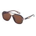 Gafas de sol de aviador steampunk con lentes marrones y detalles metálicos dorados - Marco Negro Marrón