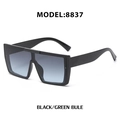 Square black sunglasses with model 8837 and gradient green-blue tinted lenses - C1 Glossy Black Gradient Dark Green to Blue
