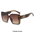 Gafas de sol cuadradas de carey a la moda con lentes degradadas marrones y logotipo - Carey/Marrón