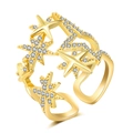 Anello stella aperto dorato con stelle scintillanti in zirconi dal design di lusso - Stella Oro