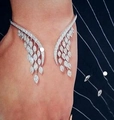 Fashion silver wing cuff bracelet with marquise-cut zircon stones and tassel design - BP2011A Platinum Plated Bracelet