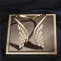 Bracelet manchette doré en forme d'ailes avec zircons blancs brillants taille marquise - B2011 Bracelet plaqué or 18K
