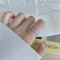 Silver-toned ring with geometric rectangular cubic zirconia in a minimalist style - White Zirconia Platinum Plated