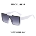 Square oversized white sunglasses with double gray gradient lenses style 8837 - C4 Porcelain White Double Gray