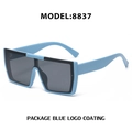 Fashionable sky blue oversized square sunglasses with gray lenses for sun protection - C5 Royal Blue