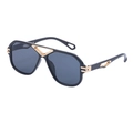 Gafas de sol aviador steampunk negras con detalles triangulares de metal dorado - Gris Oro