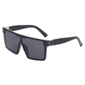 Gafas de sol cuadradas de gran tamaño en negro con detalles metálicos dorados en las varillas - Negro Brillante
