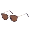 Gafas de sol polarizadas retro con montura marrón oscuro y patillas de metal dorado chic - Marrón dorado