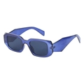 Chic translucent blue rectangle sunglasses with wide geometric temples and grey lenses - 53[]20-140 / C5 Blue