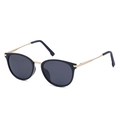 Gafas de sol polarizadas retro con montura negra y patillas de metal dorado con estilo único - Gris Dorado