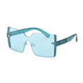 Lunettes de soleil oversize sans monture bleu sarcelle avec branches à motifs - Vert Lac