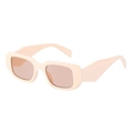 Retro cream square thick frame sunglasses with light tea polarized lenses for women - Pink