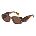 Retro rectangle tortoiseshell sunglasses with wide temples and brown lenses for women - Tortoise Frame Tea Lens