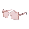 Lunettes de soleil sans monture oversize avec verres rose clair et branches dorées texturées - Champagne