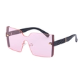 Lunettes de soleil sans monture roses avec branches noires à motif losanges pour femmes - Noir Rose
