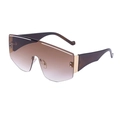 Oversize wraparound cycling sunglasses with brown gradient lenses and silver rivet details - C3 Tea Gray