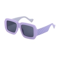 Lunettes de soleil rectangulaires mauves avec branches asymétriques à motif damier - Violet