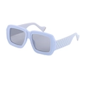 Lunettes de soleil carrées bleu clair avec branches à damier et verres gris - Bleu