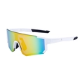 Occhiali da sole sportivi da ciclismo con montura bianca e lenti specchiate gialle verdi - C5 Bianco / Rivestimento a Specchio Rosso