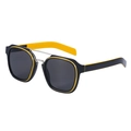 Retro double-bridge sunglasses featuring a black square frame with vibrant yellow lining - Bright Black Yellow