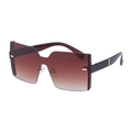 Oversized rimless sunglasses with gradient brown lenses and woven temple detail - Dark Tea