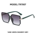Fashionable sand green square oversized sunglasses with gradient grey lenses TR7007 - Sand Green/Gradient Grey