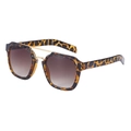 Vintage tortoiseshell sunglasses with double gold metal bridge and brown gradient lenses - Tortoiseshell