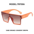 Modern oversized square sunglasses in sand orange frame with gradient brown lenses - Sand Orange Frame Gradient Brown Lens