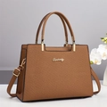 Elegante bolso bandolera de piel tejida marrón para mujer con asas doradas y correa ajustable - Amarillo Tierra