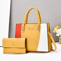 Set borsa a mano patchwork a tre colori con portafoglio coordinato e tracolla - Giallo