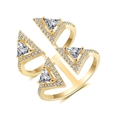 Modern gold-plated open ring with geometric triangle cubic zirconia inlay design - 18K Gold (R2016)