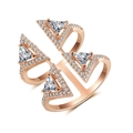 Rose gold geometric ring featuring multi-layer hollow triangles with zircon pavé - Rose Gold (R2016)