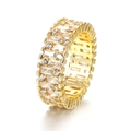 Goldener Eternity-Ring mit Zirkonia im Baguetteschliff und Kettendesign für Damen - Größe 7 / Eternity-Band-Stil (ZPR439) / Gold