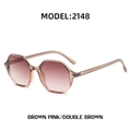 Gafas de sol octogonales degradadas en marrón y rosa con montura retro translúcida - Marco de Té Transparente Lentes de Té Rosa